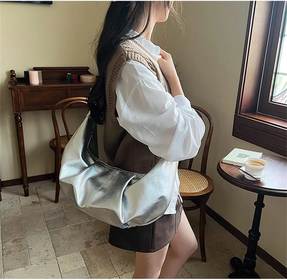 Leather Sling Crescent Bag Trendy Crossbody Sling Dumpling Bag Hobo Half Moon Shoulder Bag Crescent Crossbody Bag