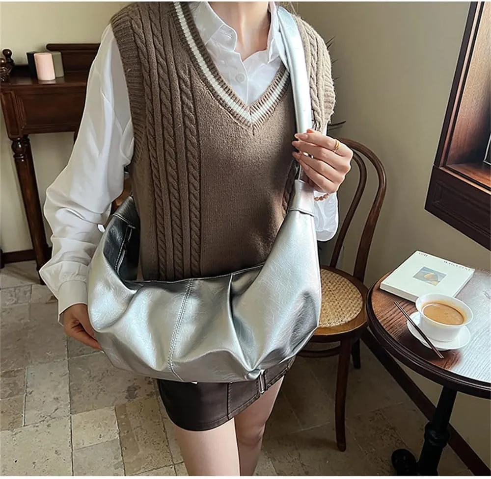 Leather Sling Crescent Bag Trendy Crossbody Sling Dumpling Bag Hobo Half Moon Shoulder Bag Crescent Crossbody Bag