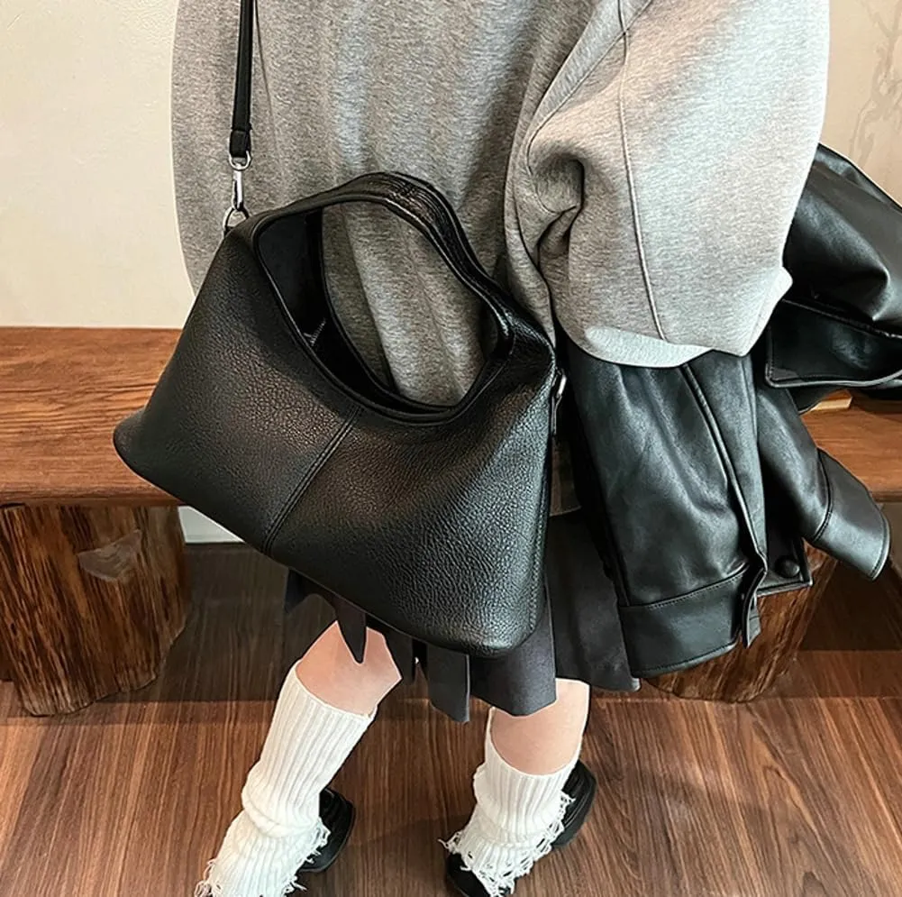 Leather Tote Bag for Women Leather Purse Women's Crossbody Handbags Slouchy Shoulder Bag Work Tote Trendy Vintage Bags