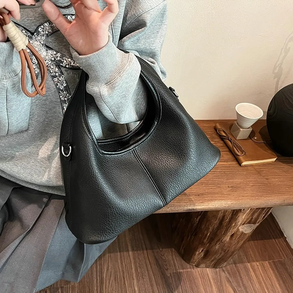 Leather Tote Bag for Women Leather Purse Women's Crossbody Handbags Slouchy Shoulder Bag Work Tote Trendy Vintage Bags