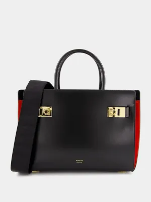 Leather Tote Bag With Gancini Buckles