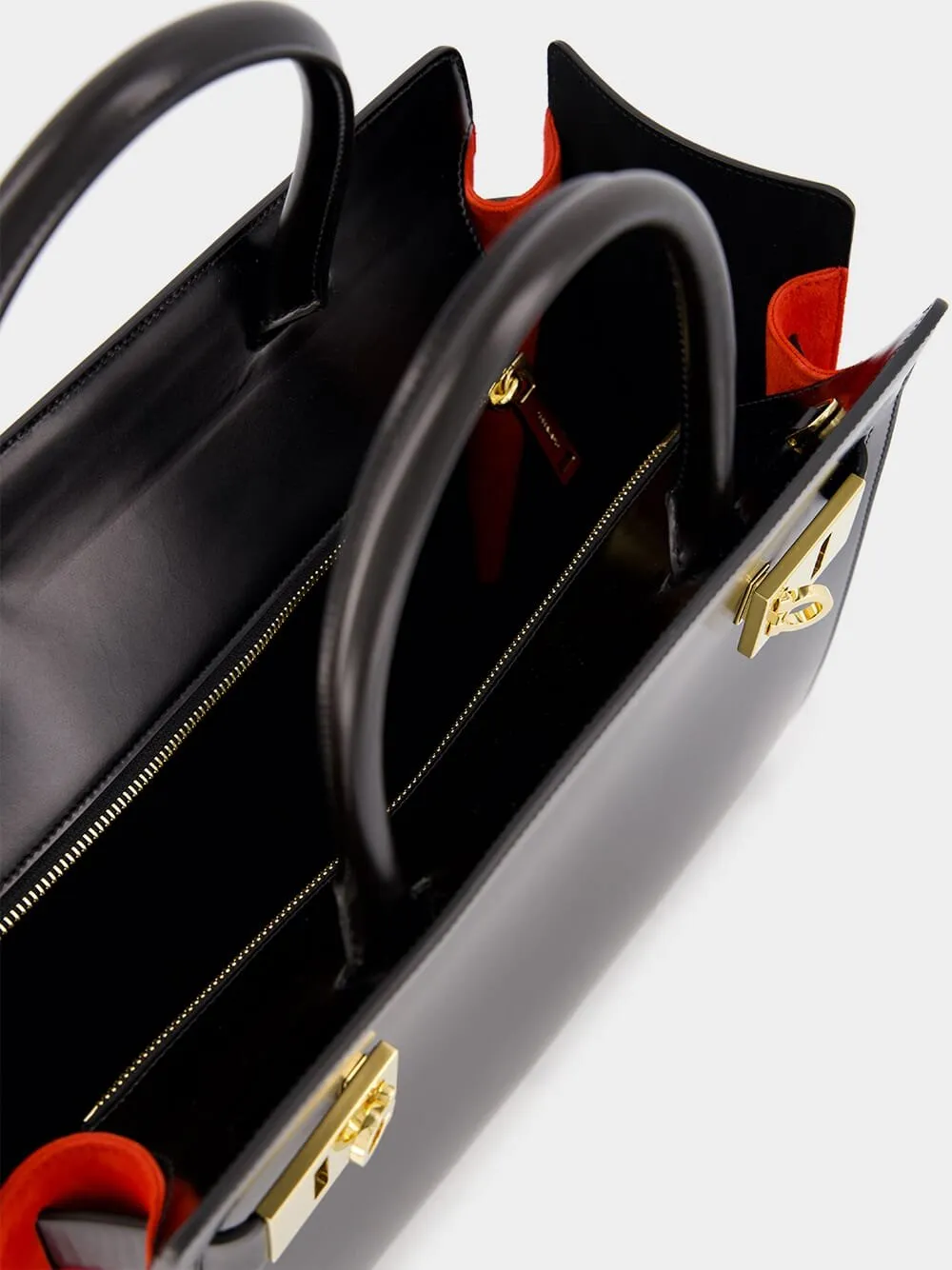 Leather Tote Bag With Gancini Buckles