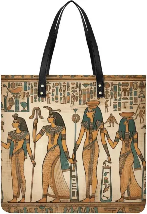 Leather Tote Shoulder Handbag Women in Ancient Egypt Tote Bag for Woman Shopping Bags for Work Travel