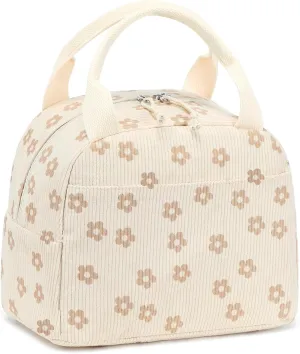 LEDAOU Lunch Box for Women Insulated Lunch Bag Corduroy Lunch Tote Bags Leakproof Cooler Lunch Case for Travel Work Picnic