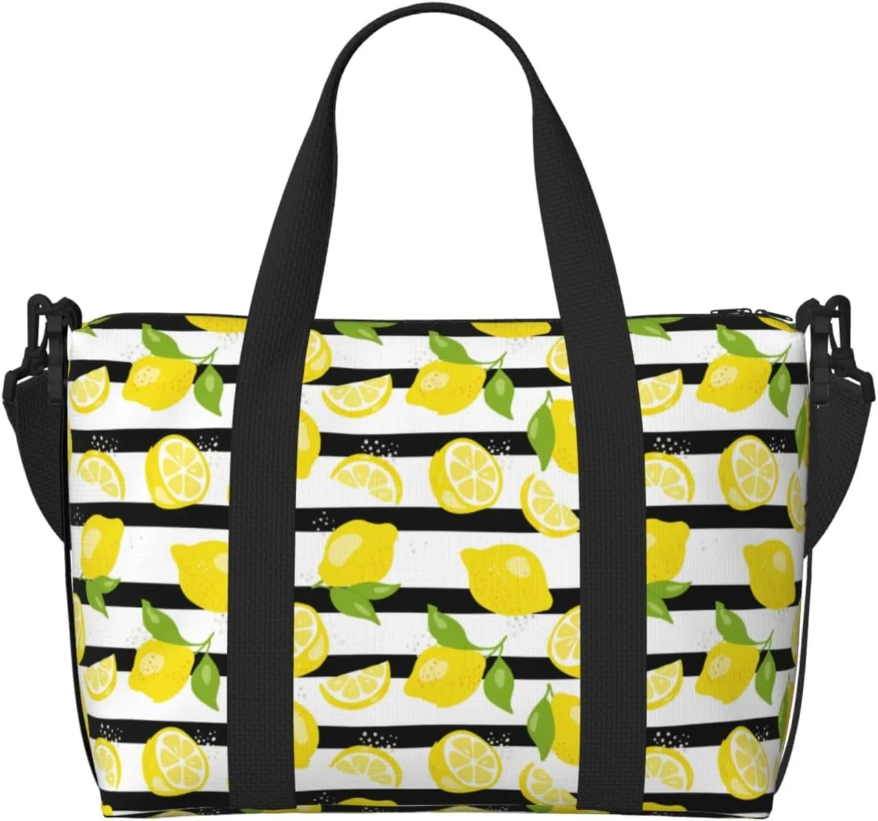 Lemon Print Stride Travel Duffle Bag For Women Men Weekender Overnight Bag Gym Bag For Women, Carry On Airport Bag, Travel Tote Bag With Strap For Gym Travel Business Trips