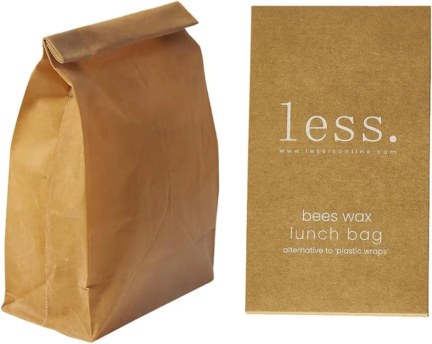 Less. Reusable Beeswax Lunch Bags, Size M (sandwich) Zero Waste Cotton Lunch Wrap, Plastic Free Alternative Storage Bag