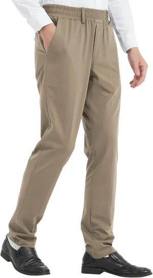 LETAOTAO Mens Elastic Waist Pants for Seniors High Stretch Expandable Waist Slaks for Elderly with Magnet Button