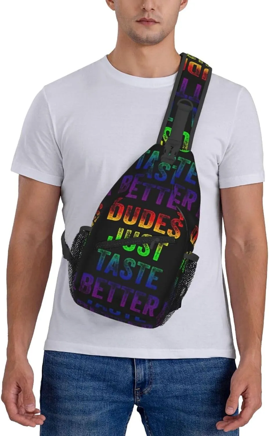 Lgbt Pride Rainbow Gay Dudes Just Taste Better Chest Sling Bag Crossbody Shoulder Backpack Bag Gym Cycling Daypack Travel Hiking Cross Bag