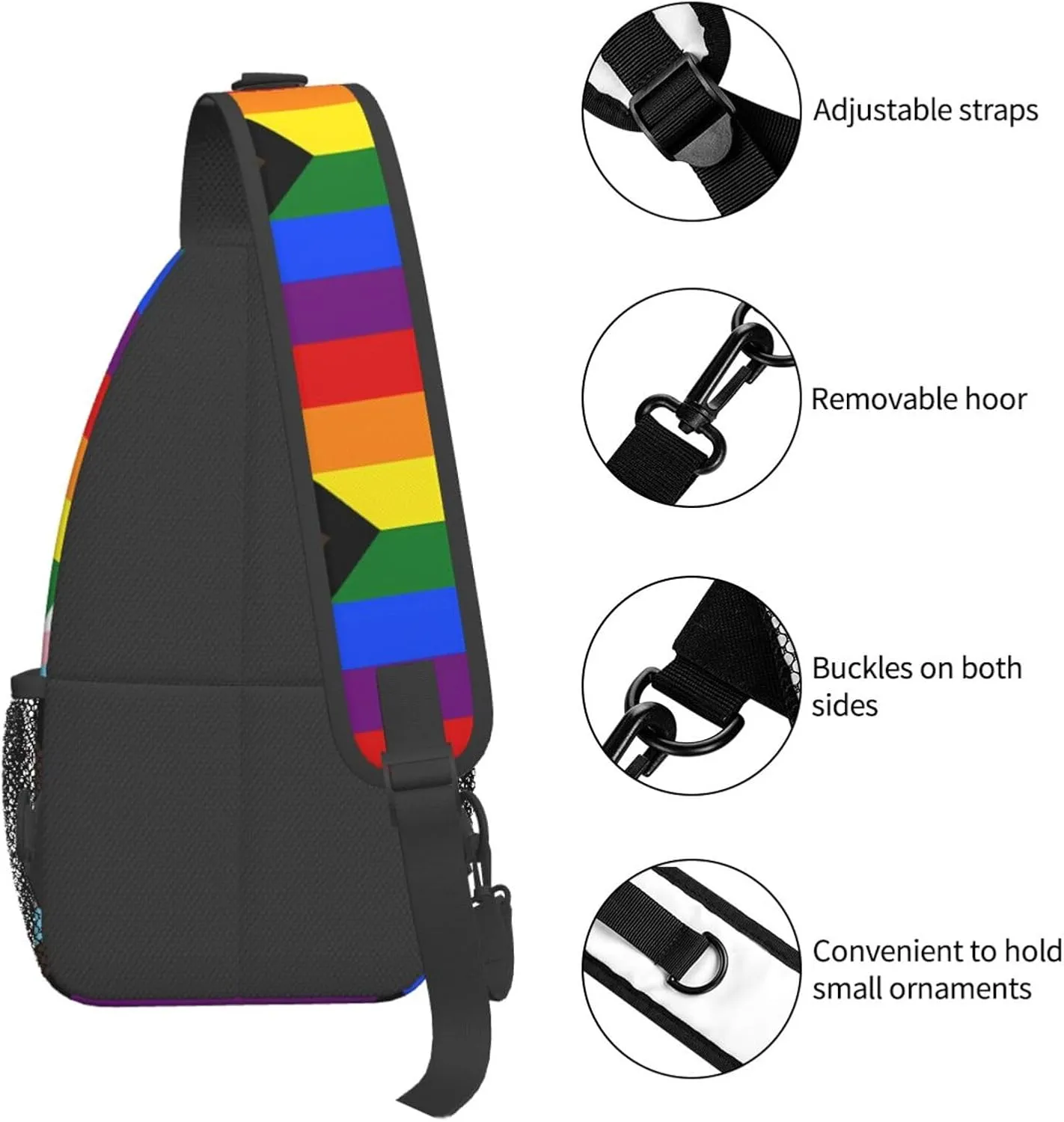 Lgbt Pride Rainbow Gay Progress Pride Flag Chest Sling Bag Crossbody Shoulder Backpack Bag Gym Cycling Daypack Travel Hiking Cross Bag