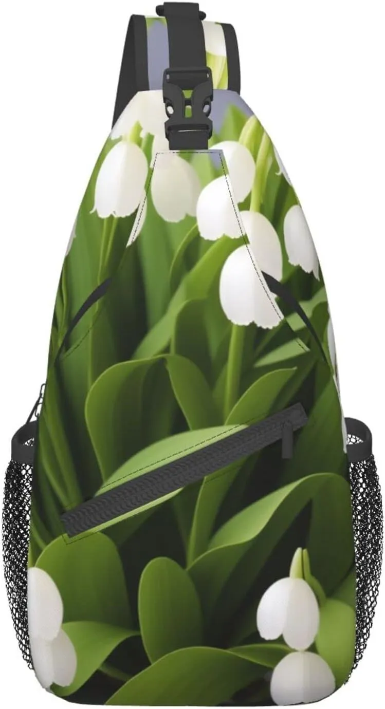 Lily Of The Valley Print Cross Chest Bag Diagonally,Sling Backpack Fashion Travel Hiking Daypack Crossbody Shoulder Bag For Men Women