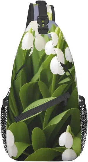 Lily Of The Valley Print Cross Chest Bag Diagonally,Sling Backpack Fashion Travel Hiking Daypack Crossbody Shoulder Bag For Men Women