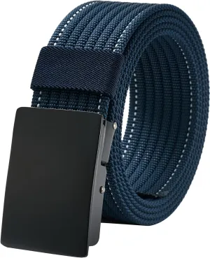 LionVII Men Nylon Web Belts - Metal Buckle, Fully Adjustable Belt Strap for Work, Easy Trim to Fit 28-49" Waist