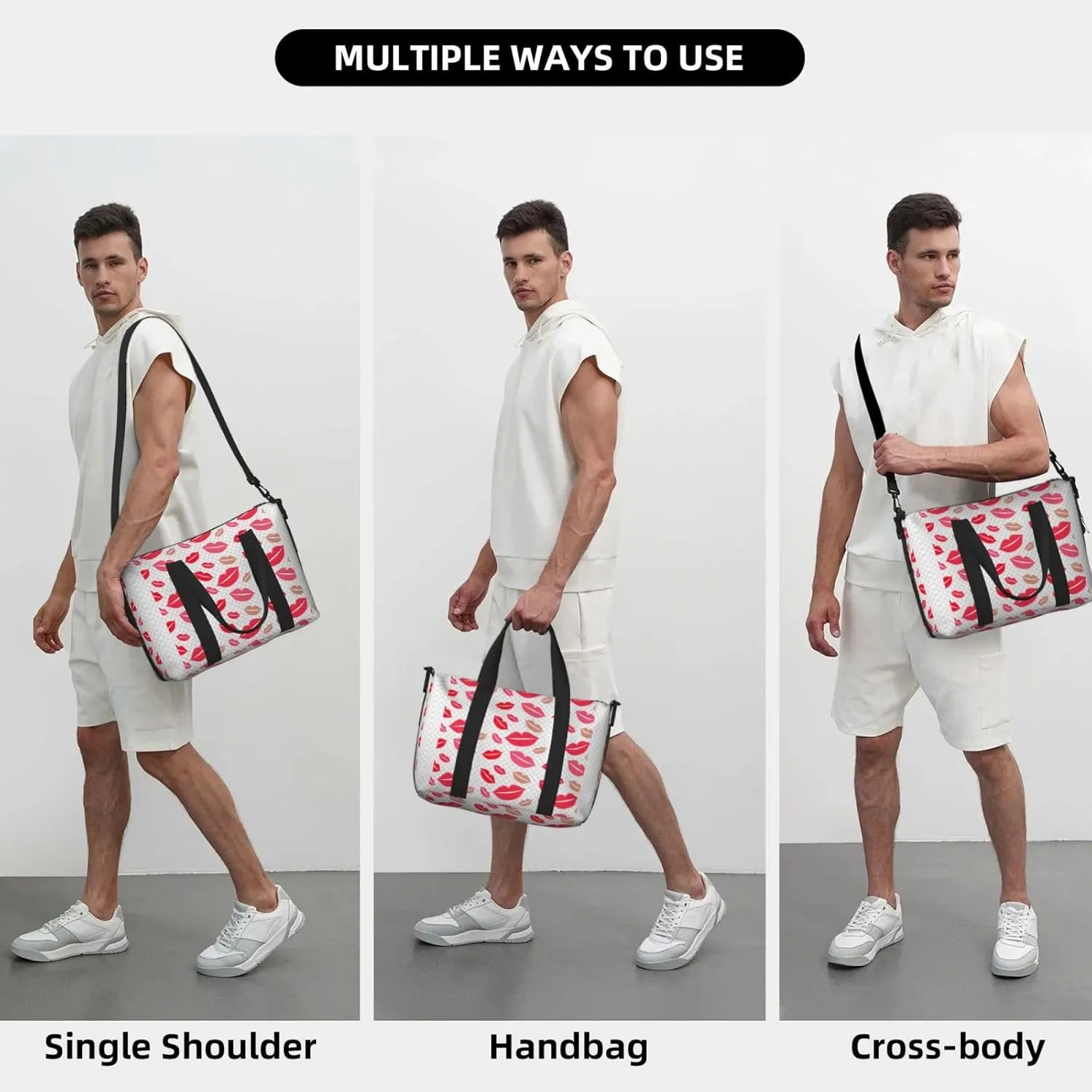 Lips Travel Duffel Bag Carry On Tote Bags For Men,Weekender Overnight Bag,Sports Tote Gym Bag