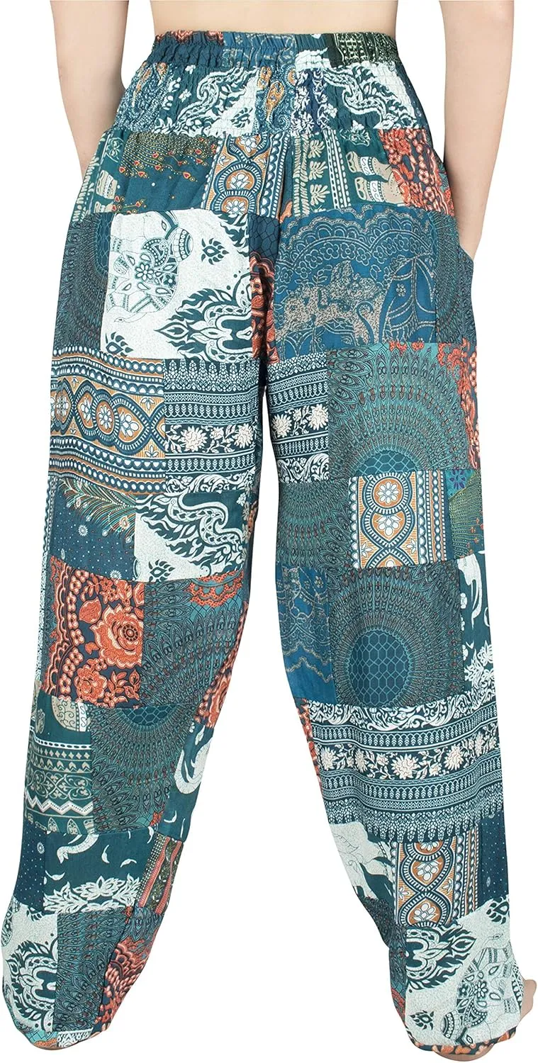 LOFBAZ Harem Pants for Women Patchwork Yoga Boho Palazzo Maternity PJ Clothing