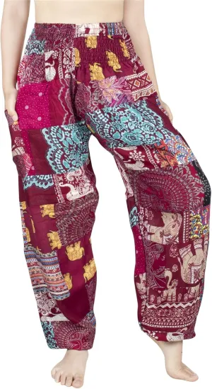 LOFBAZ Harem Pants for Women Patchwork Yoga Boho Palazzo Maternity PJ Clothing