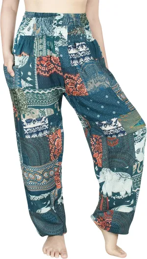 LOFBAZ Harem Pants for Women Patchwork Yoga Boho Palazzo Maternity PJ Clothing