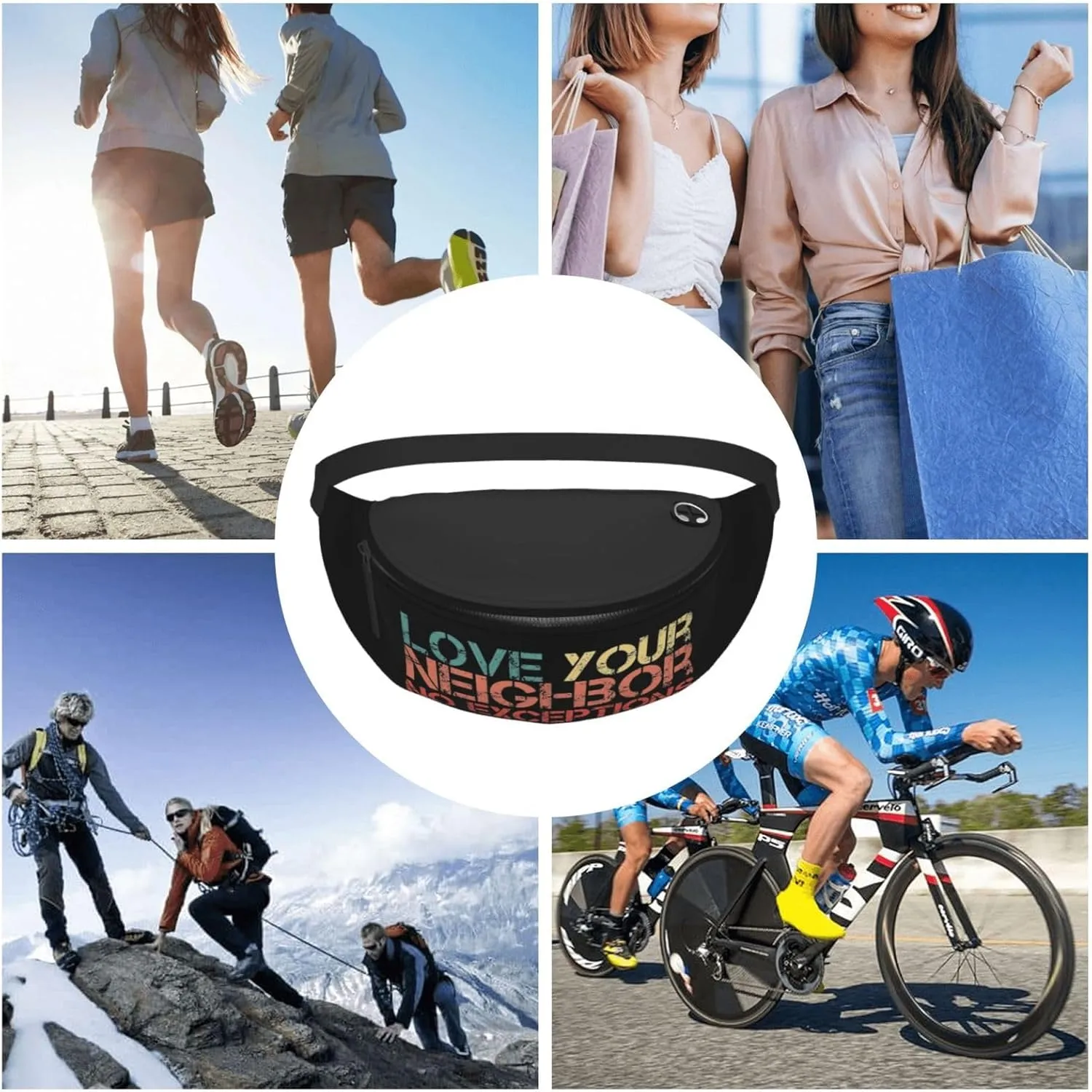 Love Your Neighbor No Exceptions Adjustable Leisure Waistpack Outdoor Sports Running Waistpack Travel Phone Bag