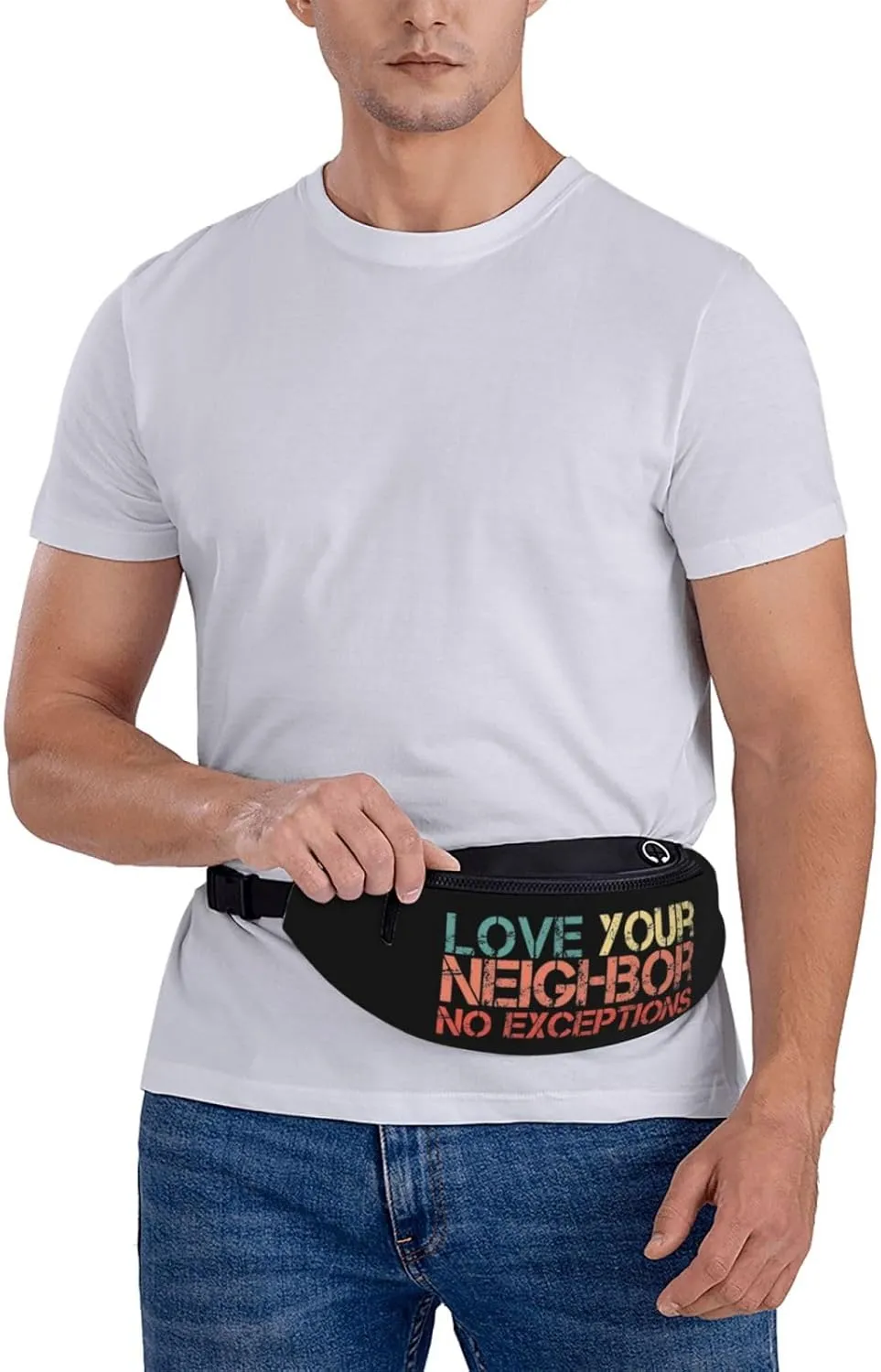Love Your Neighbor No Exceptions Adjustable Leisure Waistpack Outdoor Sports Running Waistpack Travel Phone Bag