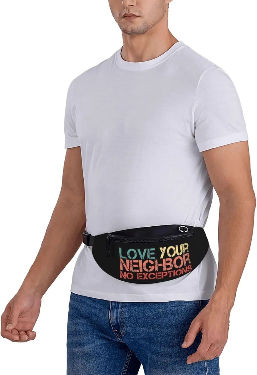 Love Your Neighbor No Exceptions Adjustable Leisure Waistpack Outdoor Sports Running Waistpack Travel Phone Bag