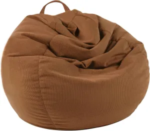 LPMOERA Stuffed Animal Storage Bean Bag Chair Cover (No Filler) For Kids and Adults.Soft Stuffable Bean Bag For Organizing Children Plush Toys or Memory Foam Caramel L for Adults