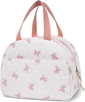 Lunch Box for Women,Cute Quilted Lunch Tote Bag,Reusable Insulated Lunch Box,Large Capacity Cooler Bag with Compartments for Work, Picnics or Travelling