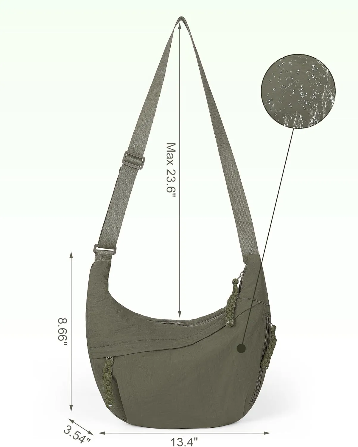 Lushandy Nylon Crescent Crossbody Luna Bag for Women - Moon Shoulder, Lightweight Sling, Casual Hobo Dumpling