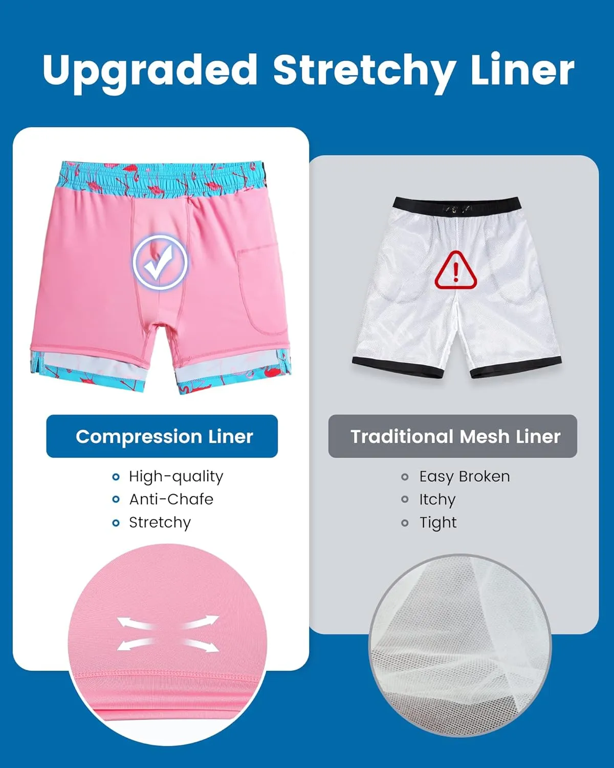 maamgic 2 in 1 Mens Swim Trunks 7 Inch Swim Shorts Swim Suits Board Shorts