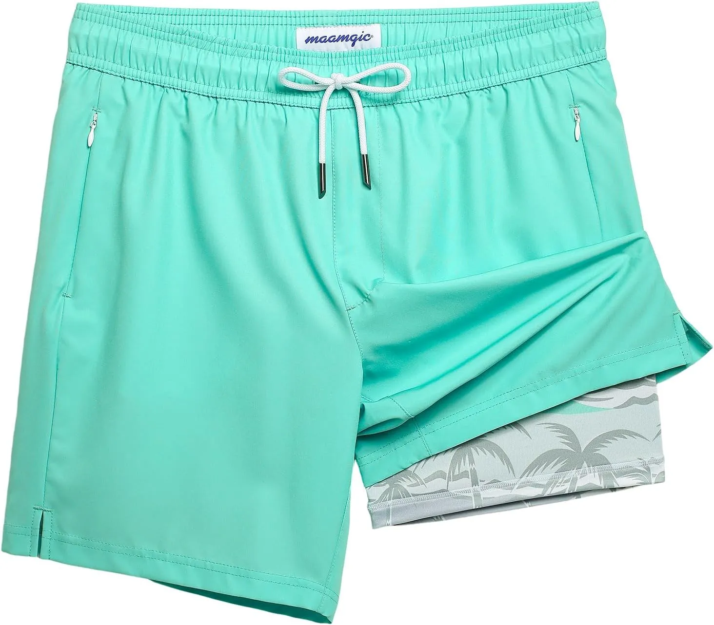 maamgic 2 in 1 Mens Swim Trunks 7 Inch Swim Shorts Swim Suits Board Shorts
