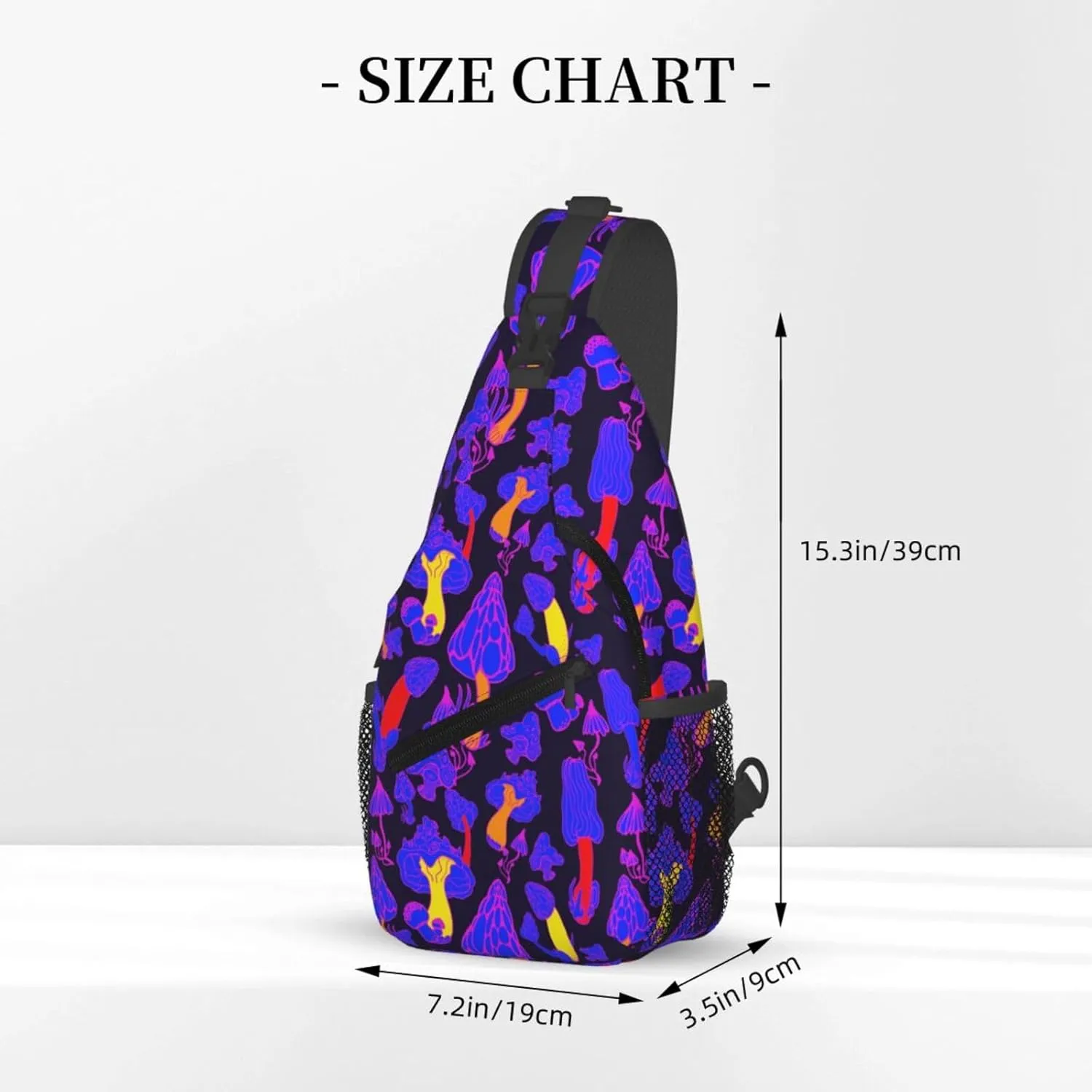 Magic Mushrooms Chest Sling Bag Crossbody Shoulder Backpack Bag Gym Cycling Daypack Travel Hiking Cross Bag