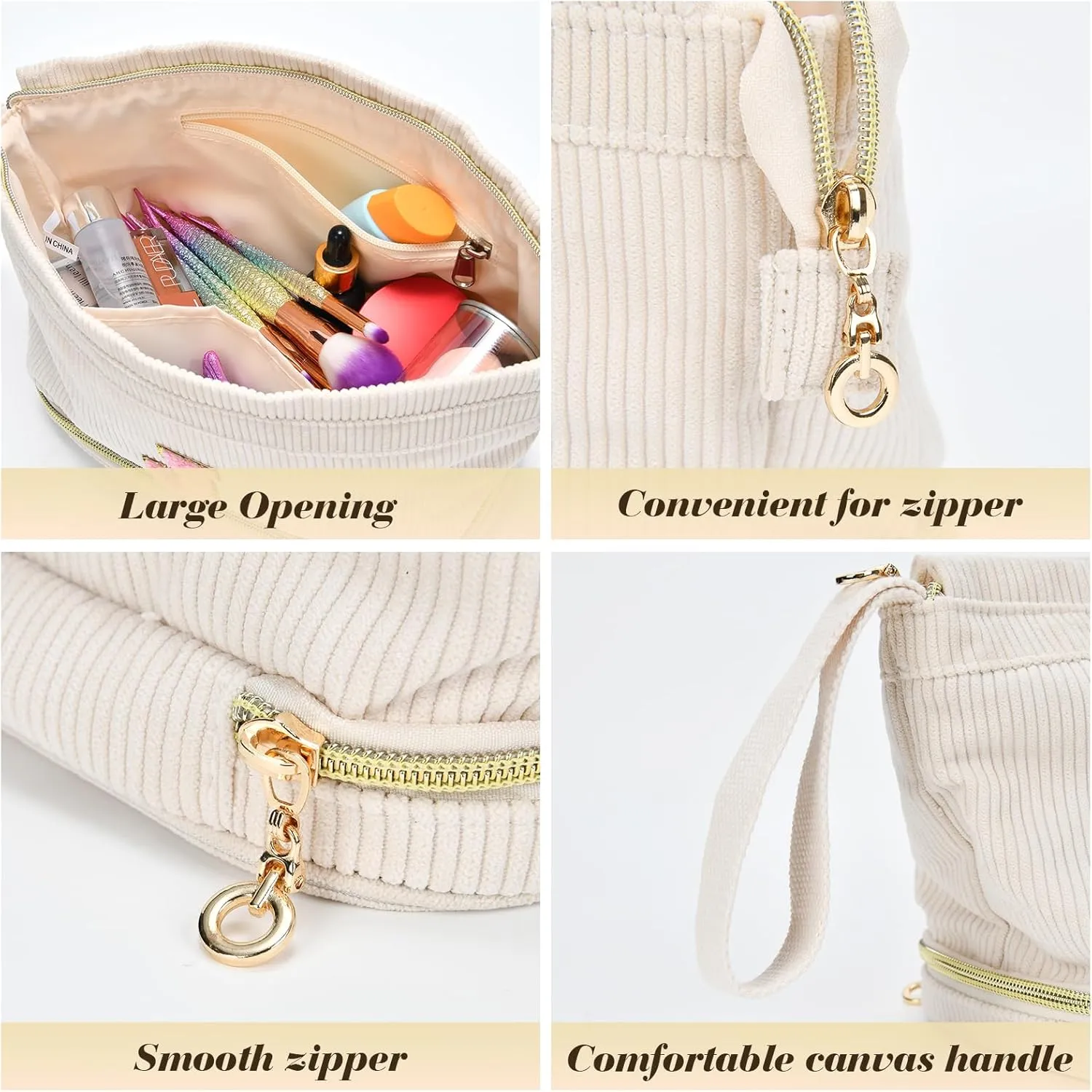 Makeup Bag for Girls Gift, Personalized Graduation Gifts Initial Women Makeup Bag for Travel, Teacher Appreciation Gifts Preppy Make up Bag Cosmetic Bag 18th Birthday Gifts for Teen Girl Trendy - A