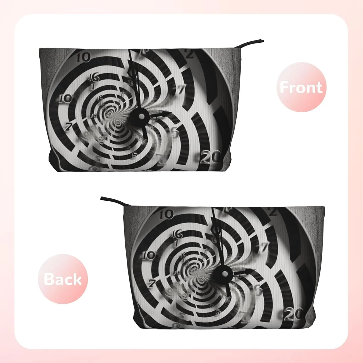 Makeup Bag for Women Twisted Clock Cosmetic Bag Large Capacity Portable Makeup Organizer Bags Corduroy Travel Toiletry Bag Cute Aesthetic Zipper Makeup Pouch