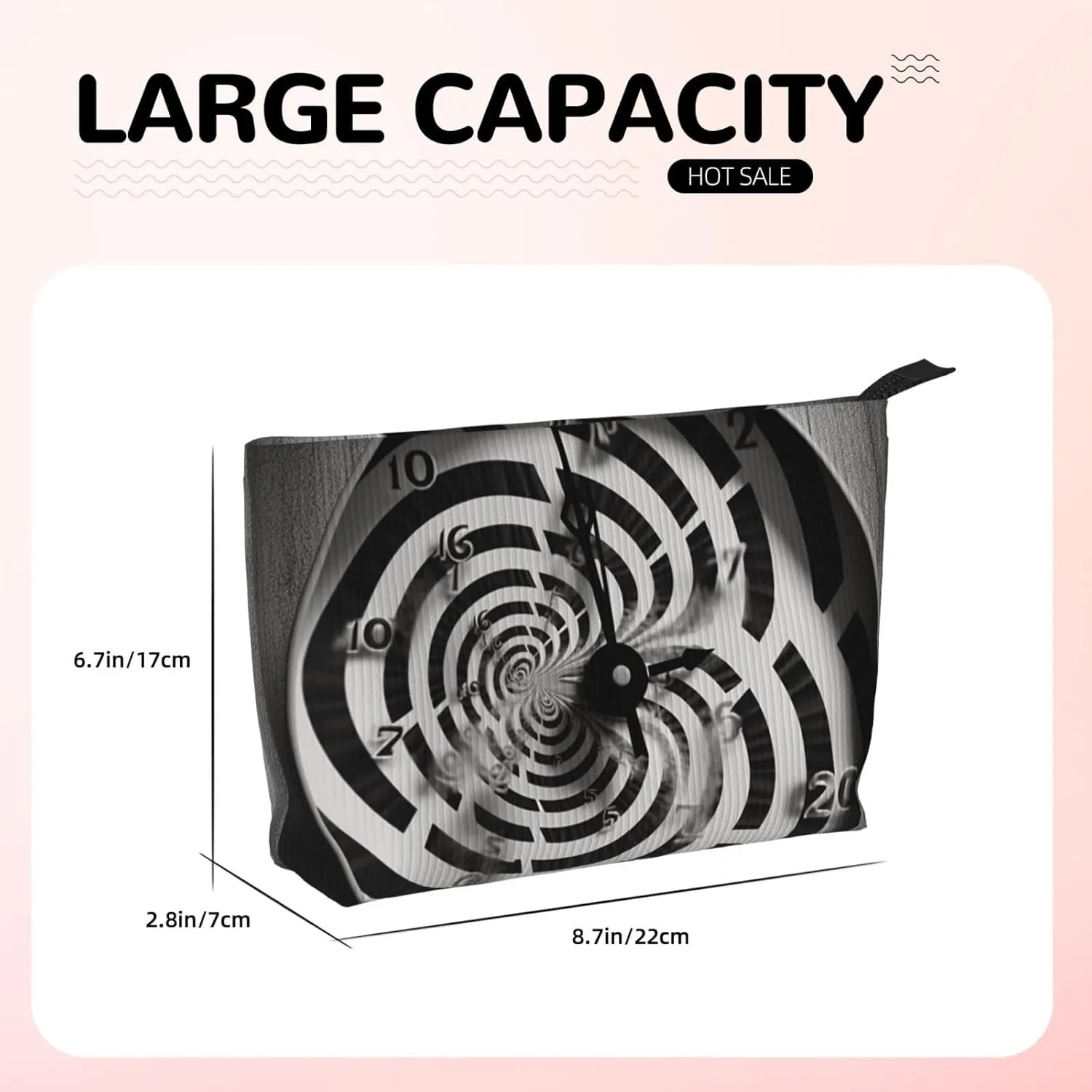 Makeup Bag for Women Twisted Clock Cosmetic Bag Large Capacity Portable Makeup Organizer Bags Corduroy Travel Toiletry Bag Cute Aesthetic Zipper Makeup Pouch