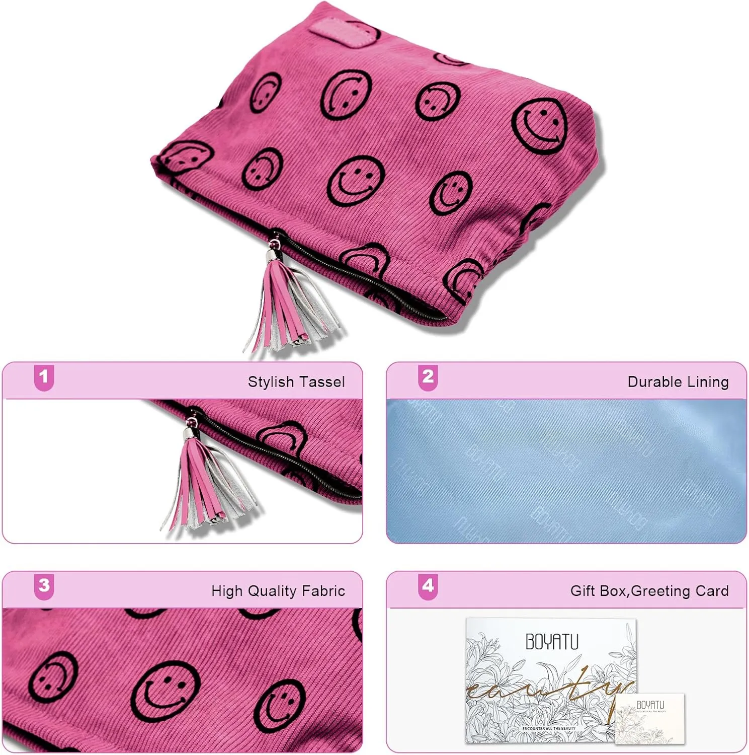 Makeup Bag Small Cosmetic Pouch: Cosmetic Bag for Purse - Cute Make up Bags with Tassel - Gifts for Teen Girl (03-Red)