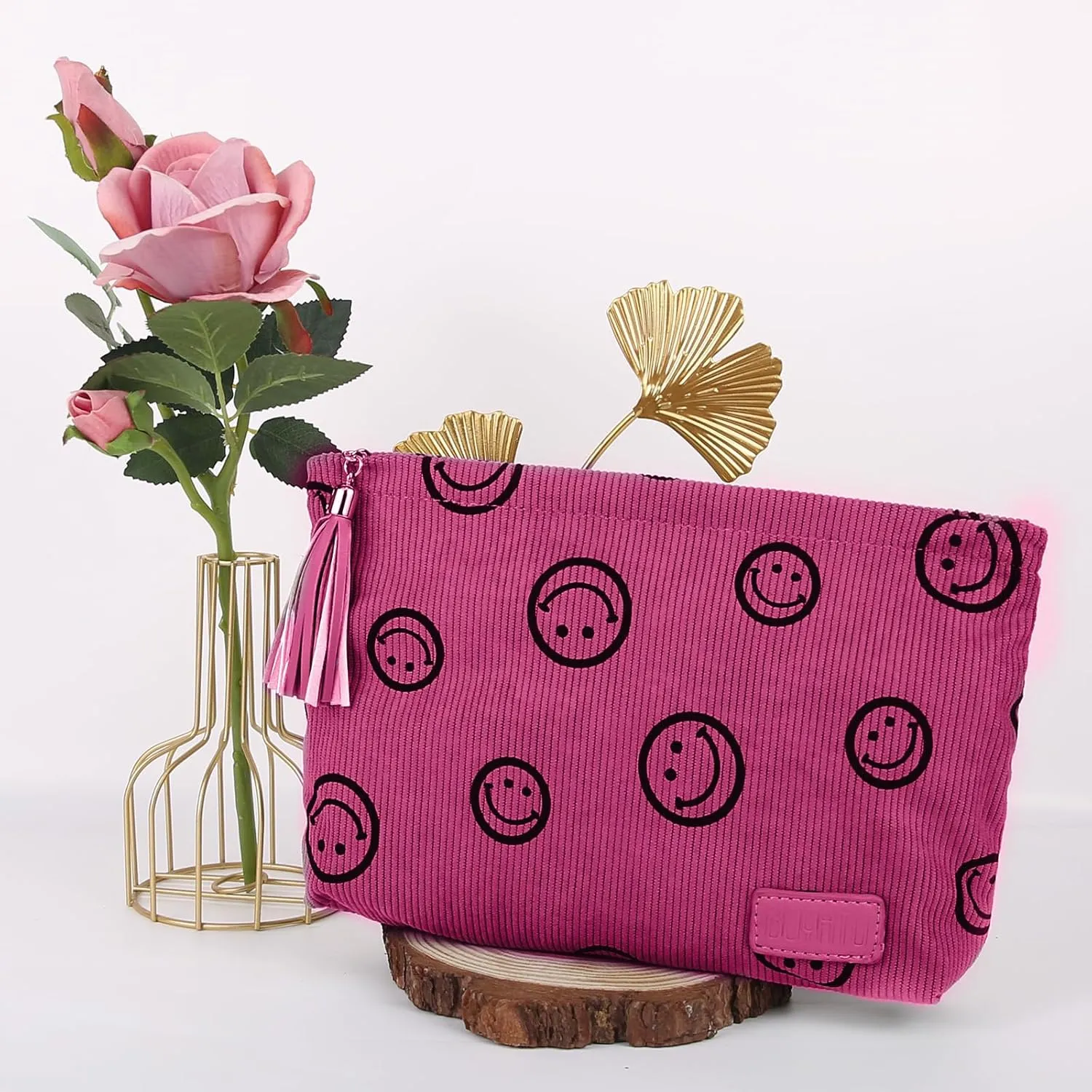 Makeup Bag Small Cosmetic Pouch: Cosmetic Bag for Purse - Cute Make up Bags with Tassel - Gifts for Teen Girl (03-Red)