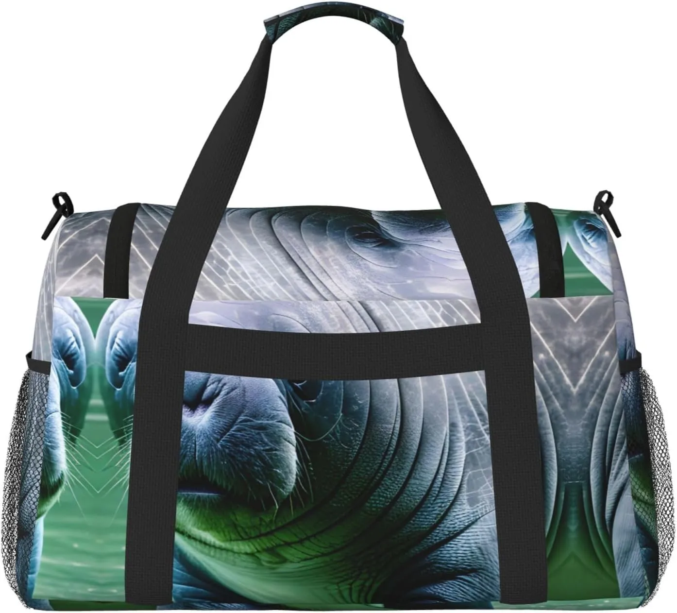 Manatee Animals Calf Travel Duffel Bag With Zippers And Handles, Big Foldable Duffle Bag For Family Vacations
