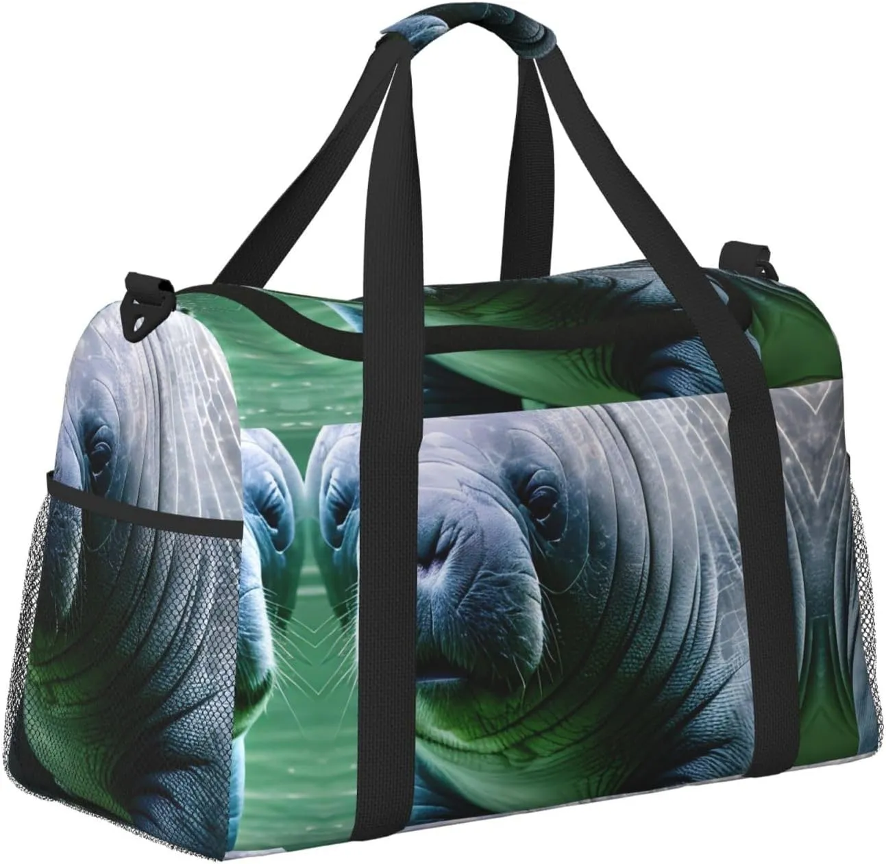 Manatee Animals Calf Travel Duffel Bag With Zippers And Handles, Big Foldable Duffle Bag For Family Vacations