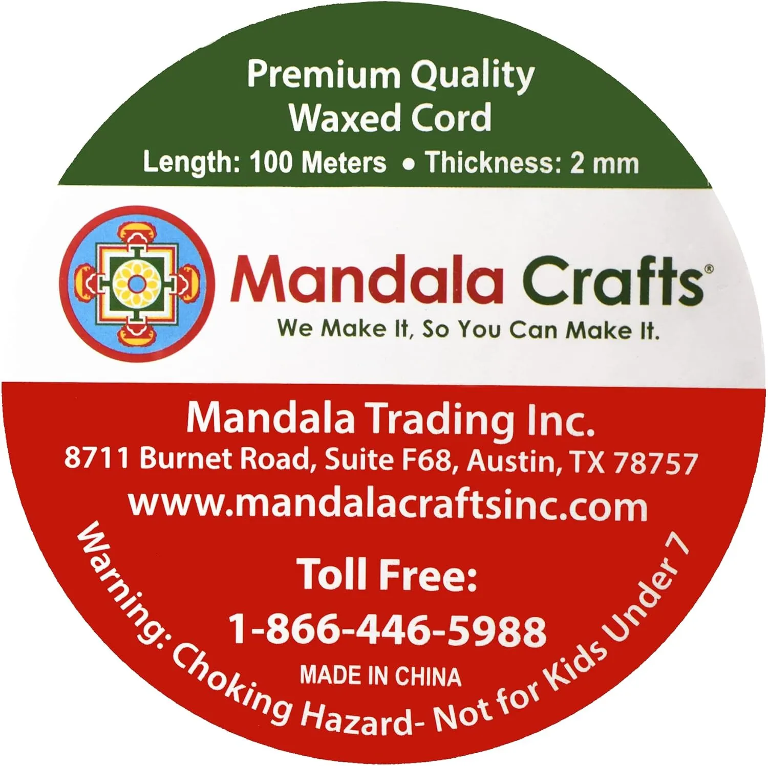 Mandala Crafts 2mm 109 Yards Brown Cotton Waxed Cord for Jewelry Making Bracelet Cord Waxed String - Beading String Thread Jewelry Cords for Necklaces String
