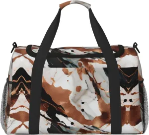 Marble Texture Copper Splatter Weekender Overnight Carry On Bag, For Women Men, Perfect For Frequent Flyers