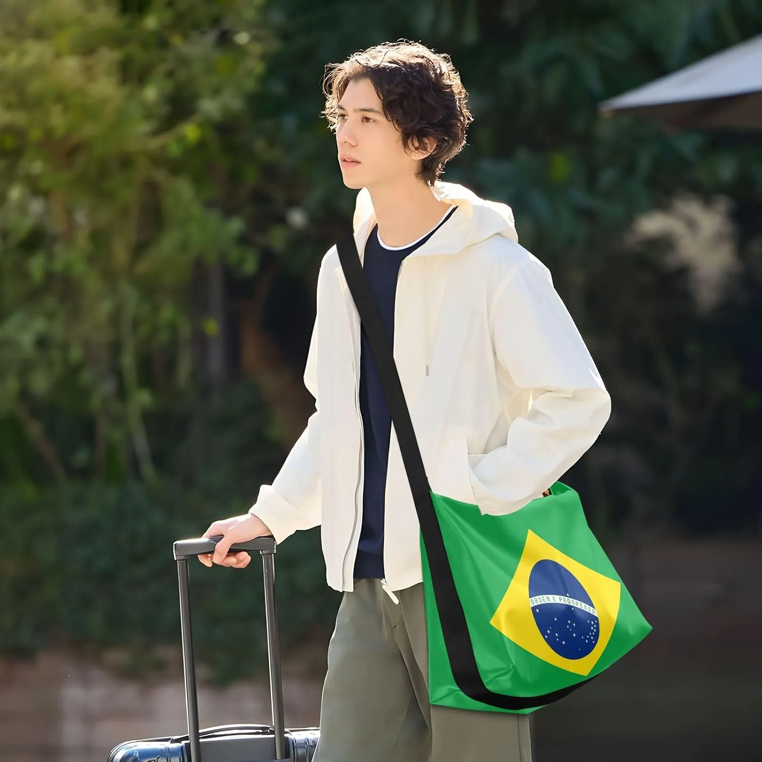 MCHIVER Flag Hobo Shoulder Bag for Women Men PU Leather Crossbody Bag Slouchy Tote Handbags for Working Shopping Traveling