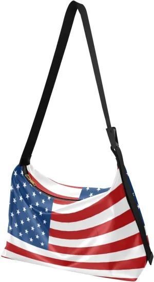 MCHIVER Flag Hobo Shoulder Bag for Women Men PU Leather Crossbody Bag Slouchy Tote Handbags for Working Shopping Traveling