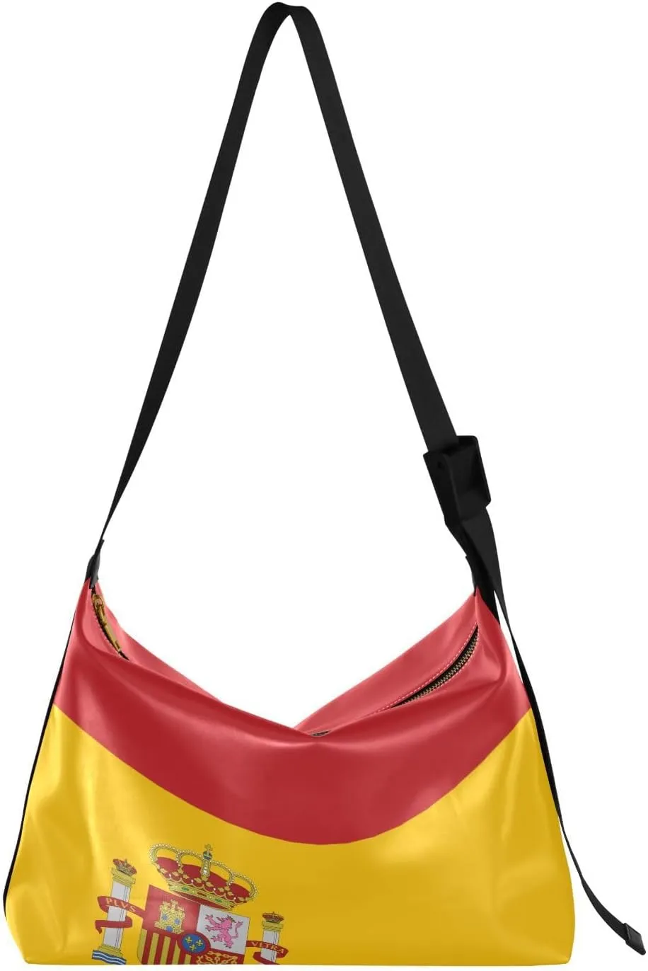 MCHIVER Flag Hobo Shoulder Bag for Women Men PU Leather Crossbody Bag Slouchy Tote Handbags for Working Shopping Traveling