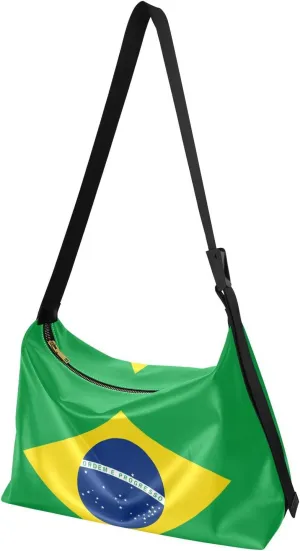 MCHIVER Flag Hobo Shoulder Bag for Women Men PU Leather Crossbody Bag Slouchy Tote Handbags for Working Shopping Traveling