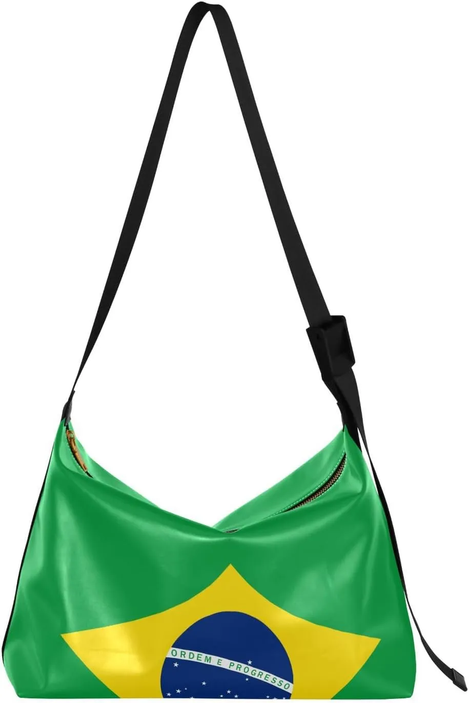 MCHIVER Flag Hobo Shoulder Bag for Women Men PU Leather Crossbody Bag Slouchy Tote Handbags for Working Shopping Traveling