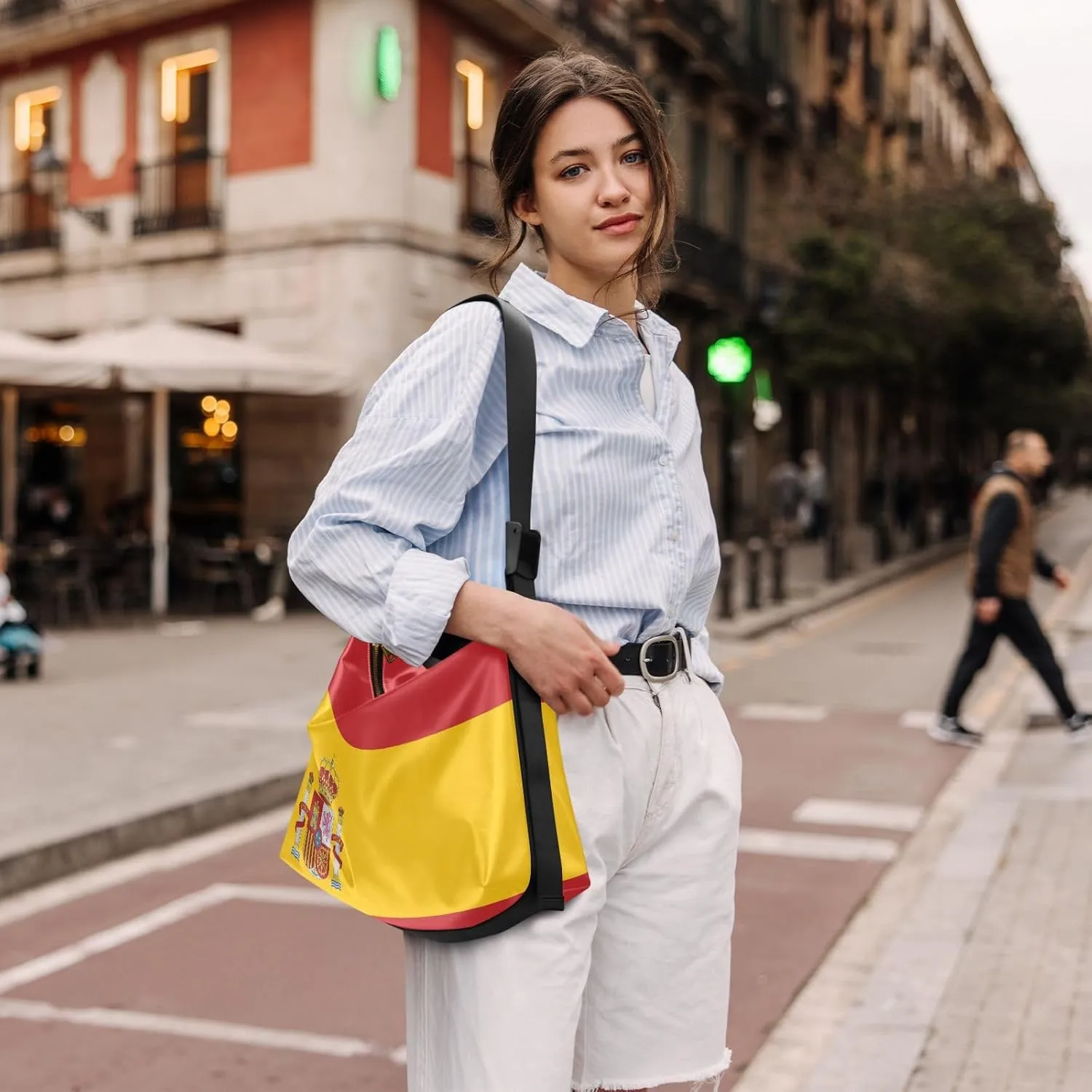 MCHIVER Flag Hobo Shoulder Bag for Women Men PU Leather Crossbody Bag Slouchy Tote Handbags for Working Shopping Traveling