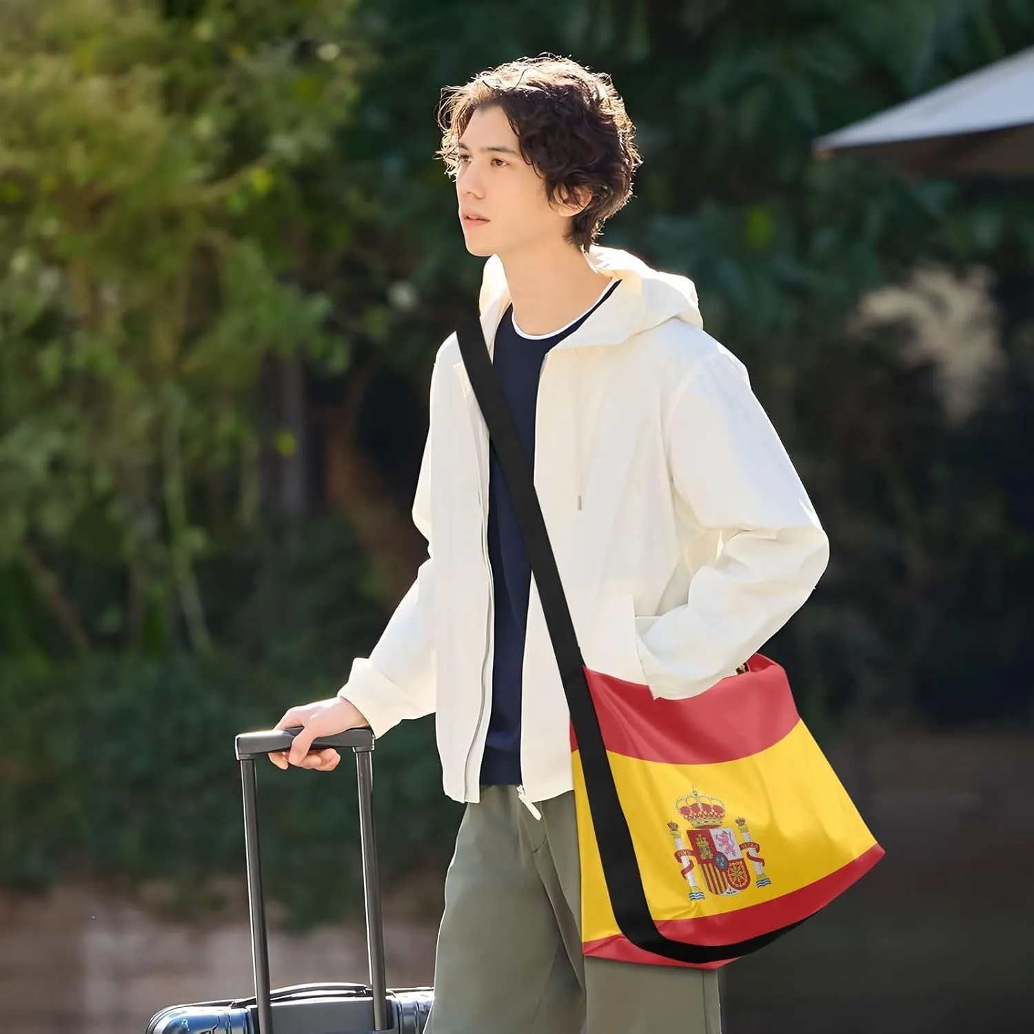 MCHIVER Flag Hobo Shoulder Bag for Women Men PU Leather Crossbody Bag Slouchy Tote Handbags for Working Shopping Traveling