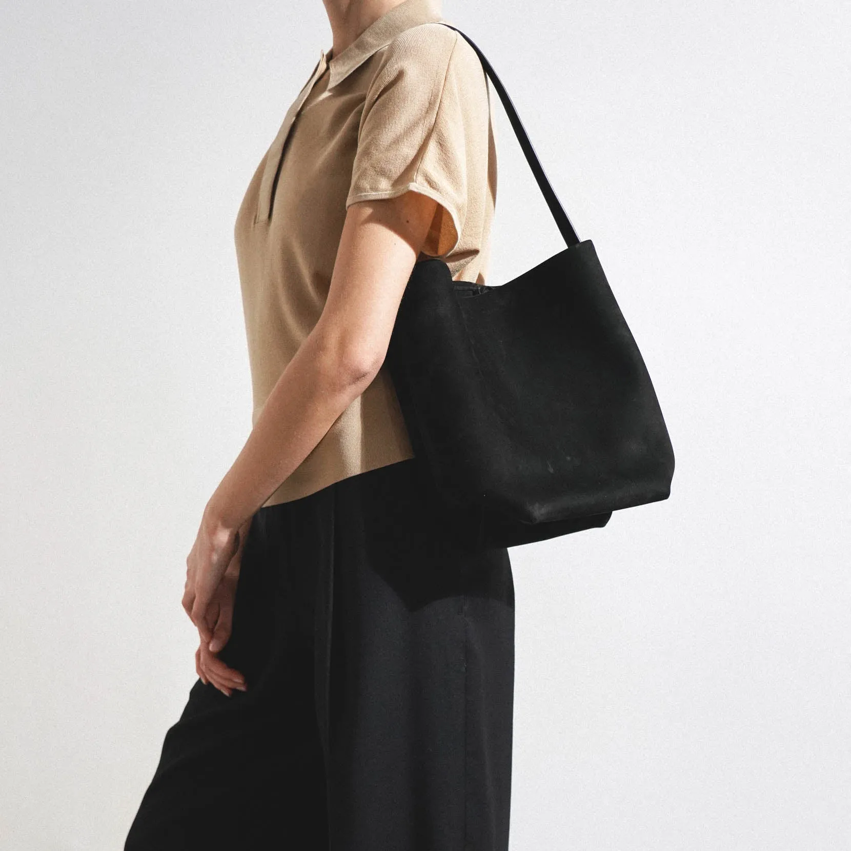 Medium N/S black nubuck tote bag