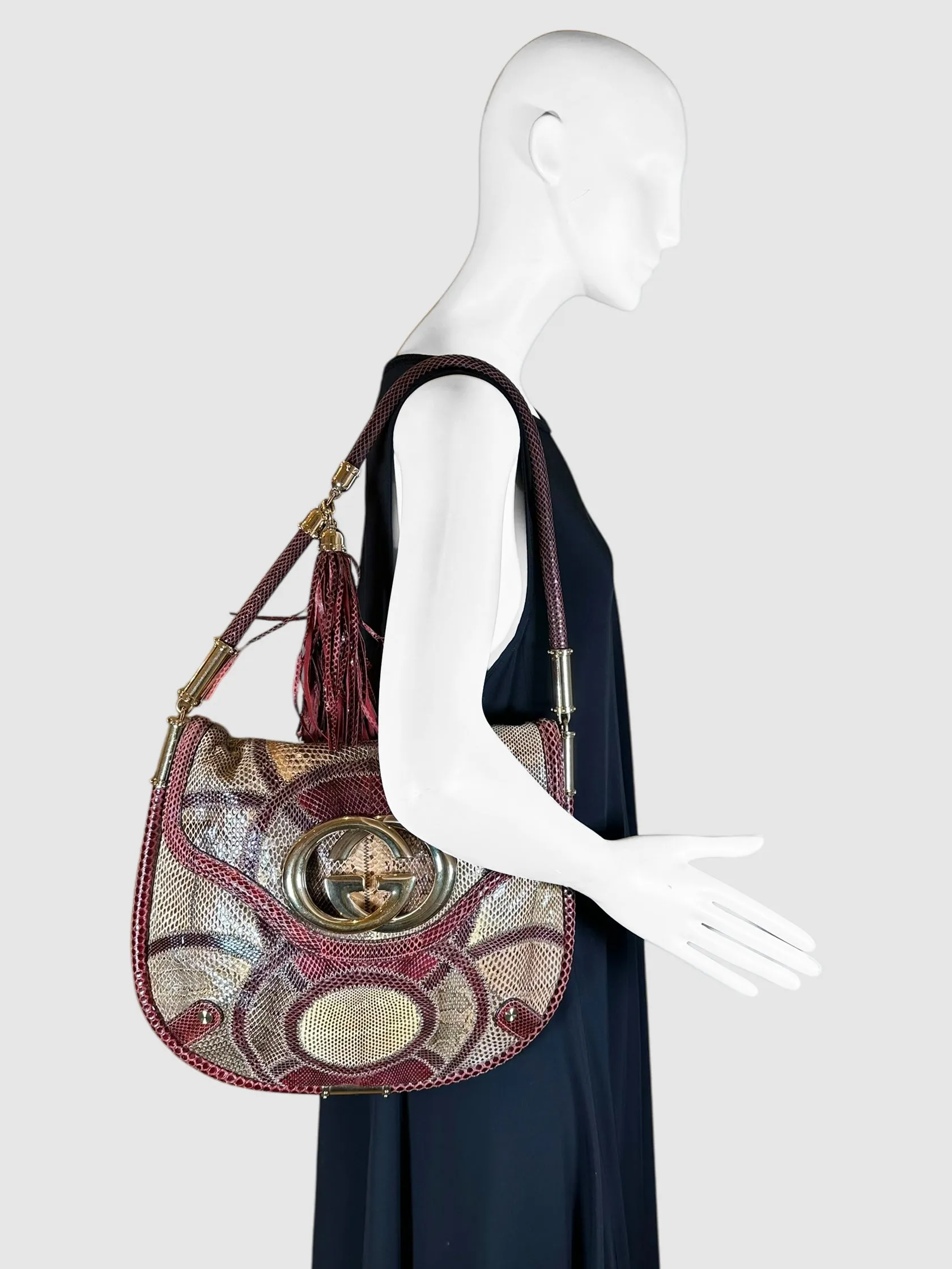 Medium Python Patchwork Britt Tassel Bag