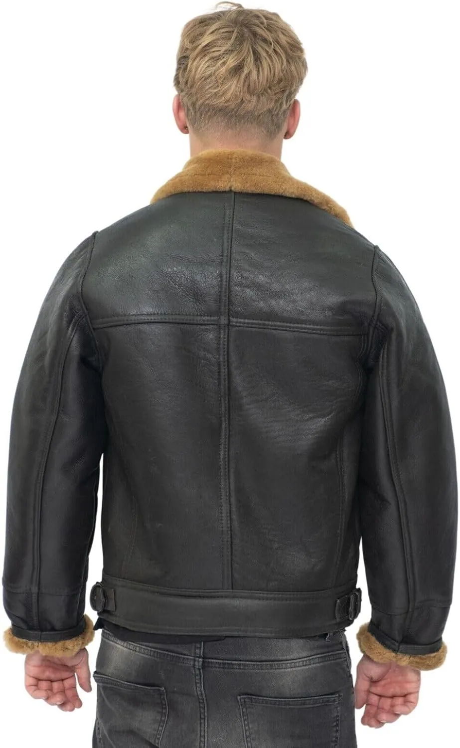 Men’s Aviator B3 Flying Cross Zip Shearling Leather Bomber Pilot Jacket