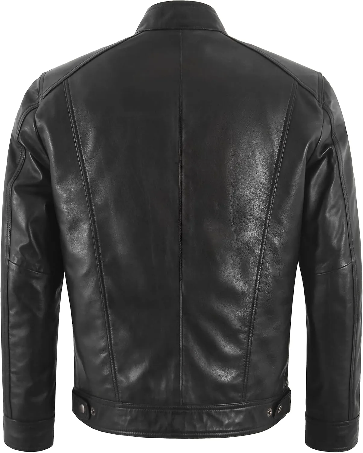Men's Classic Genuine Leather Jacket Black Casual Fashion Biker Style Jacket 5511