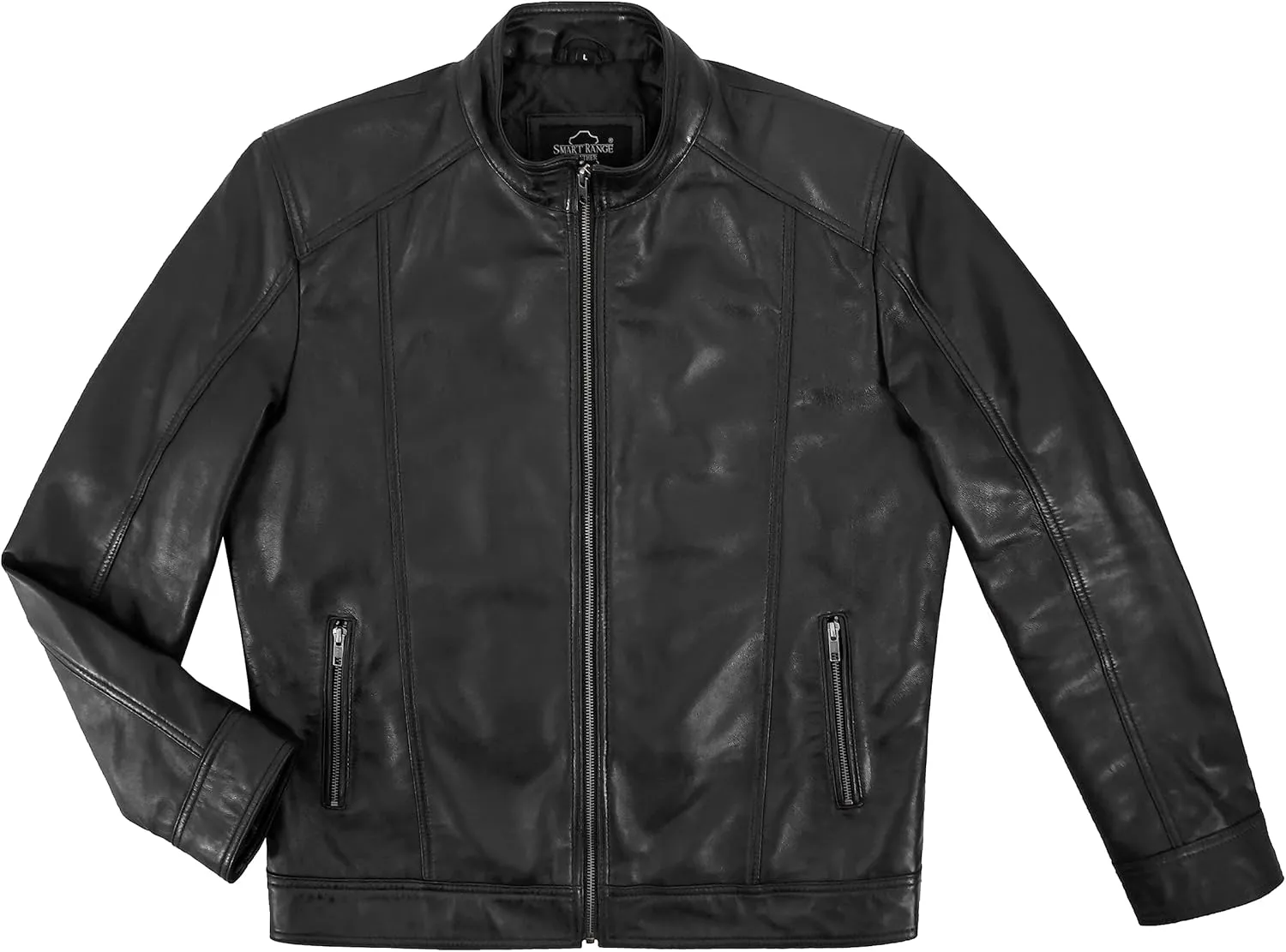 Men's Classic Genuine Leather Jacket Black Casual Fashion Biker Style Jacket 5511